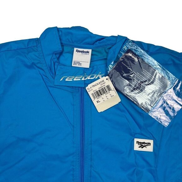 New Reebok Classic Men US XL Blue Windbreaker Track Jacket Zip Up Long Sleeve - Picture 14 of 16